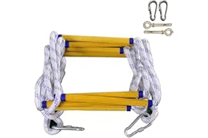 PHONME Strickleiter Erwachsene Feuerleiter Fluchtleiter Kletterseilleiter 3m 5m 8m 10m 15m 20m Tragfähigkeit bis zu 420 kg mit Haken Für Notflucht Für Feuerleitern Und Balk(Size:6m)