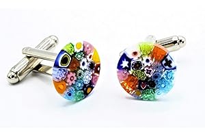 VINCIPROVA LE GEMME DI VENEZIA Gemelli Polsini Cufflinks Murrine Multicolor Vetro di Murano Made in Italy