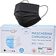 50 Mascherine Chirurgiche Nere - 100% Made In Italy - Certificate CE - Dispositivo medico tipo IIR - Alta Efficienza di Filtr