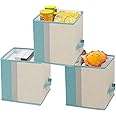 Biliyer Collapsible Storage Cubes Foldable Suede Material Organizer Bins, Set of 3 Closet Organizers Rectangular Storage box with Double Handles for Nursery Toy Books Home Office