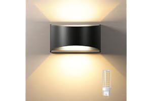 Uwithm Wall Light Indoor Black with Interchangeable G9 LED Lamp Warm White 3000 K, Aluminium LED Wall Light Indoor/Outdoor, Outdoor Lighting for Living Room Garden, IP65 Waterproof Wall Lamp (Pack of
