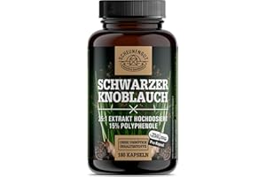 ‎SCHEUNENGUT Schwarzer Knoblauch 1500mg -WICHTIG: 25:1 Extrakt (=37500mg schwarzer Knoblauch pro Tagesdosis +15% Polyphenole +SAC) Knoblauch Kapseln Hochdosiert -LAB geprüft- DE SCHEUNENGUT®