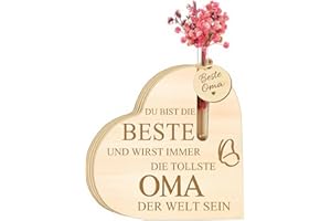 EYEZEEPTION Beste Oma Geschenk Mutter Geschenke Geburtstag Holzherz mit Ewige Blumen, Coole Muttertagsgeschenke Geburtstagsgeschenk für Oma Geschenk Weihnachten