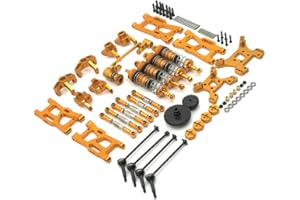 ZDingTech Wltoys 144001 124017 Upgrade Parts kit 13-in-1 Metal Kit,Wltoys 144001 144010 144011 124017 V2 Upgrades Parts,Wltoys 124019 124016 24018 RC Car Parts Upgrades Metal Kit (1-Golden)