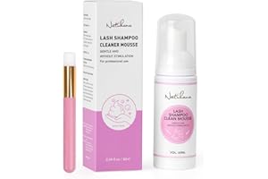 NATUHANA Lashes Shampoo Clean Mousse para extensión de pestañas, 60ML, extensión de lavado de pestañas, Limpador de pestañas Mousse Limpador de espuma de pestañas (Sabor de rosa)