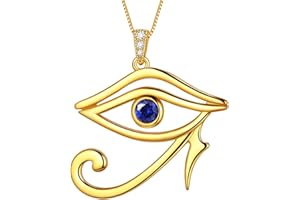 Aurora Tears Egyptian Eye of Horus Necklaces/Stud Earrings/Jewelry Set 925 Sterling Silver Evil Eye Pendant/Earring/Set Jewelry for Men and Women