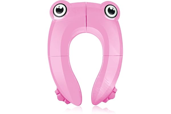 Pejoye Réducteur WC Voyage, Bébé Réducteur de Toilette, Pliable Enfant Siège de Toilette, Enfant WC Réducteur, Voyage Siège Pliable de Toilette avec 1 Sac de Transport, Grenouille Rose