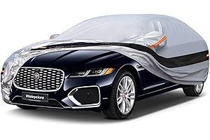 Weleyclore 10 Layers Car Cover Waterproof Breathable Large for Saloon,100% Waterproof Outdoor Car Covers Rain Snow UV Protection.Custom Fit for Jaguar XF,Audi A6 A7,BMW 5 Series,etc B6