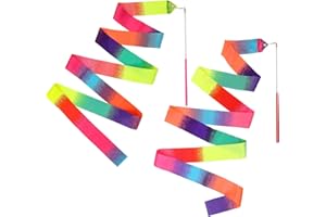 ORIGINAL CUP 2 Cintas de Gimnasia Multicolores para Niños y Adultos - Cinta de 2 Metros para Danza, Gimnasia Rítmica, Circo, Ejercicios de Suelo, Competición - Accesorios de Bailarina - Aerobik