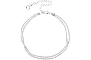 Wanmu Sterling Silver Anklets for Women, Waterproof, Stackable, Dainty Jewelry, Layered Sparkly Chain, Gold Beach Jewelry Gift, Universal Size, No Gemstone