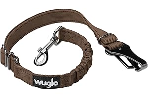 30-95 cm Wuglo Dog Seat Belt for Car - Dog Seat Belt for Child Safety Seat - Hook Latch & Seat Belt Buckle - Adjustable Universal Dog Buckle (Brown)