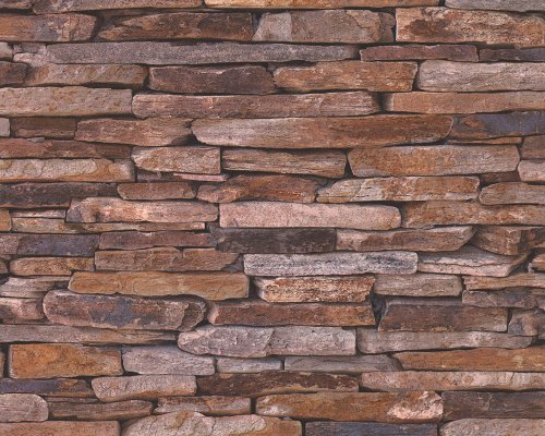 A.S. Création Vliestapete Best of Wood and Stone Tapete in Stein Optik fotorealistische Steintapete Naturstein 10,05 m x 0,53 m beige braun gelb Made in Germany 914217 9142-17 - 2