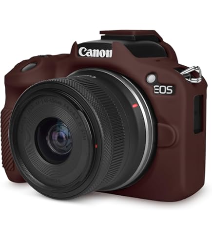 Zakao - Custodia per fotocamera EOS M50, in pelle PU, con apertura a mezza fondina, con cinturino da polso, per Canon EOS M50, colore: Nero