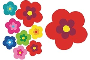 tradercat Pril - Set di 8 adesivi per auto, motivo floreale, stile retrò, per qualsiasi superficie liscia, ideale per la tua auto, fiori di pril (rosso)
