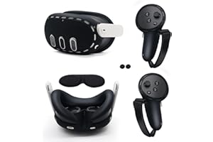 IFOYO Accessoires de protection 5 en 1 en silicone pour Meta Quest 3 - Pour manette de réalité virtuelle - Cadeau pour Noël et Halloween - Noir
