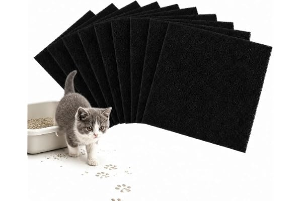 10 stycken aktivt kolfilter för kattlådor, universellt kan skäras till | Speciellt anpassad för alla vanliga kattlådor, den aktiva kolfleecen fångar tillförlitligt lukter från kattströ