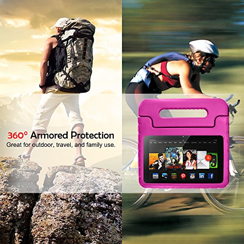 AFUNTA Feuer 7 2015 Fall, geringes Gewicht Shock Proof Convertible Griffhalterung EVA Schutz Kinder-Kasten für Amazonas Feuer 7-Zoll-Display-Tablet (5. Generation – 2015 Veröffentlichung Only) -Rose Red - 7