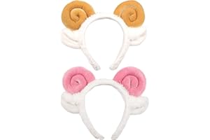 Bohue 2 cerchietti per capelli in corno di pecora con orecchie e agnello, accessori per costumi di animali per Natale, compleanno, cosplay