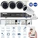 Produktbild OWSOO 8CH CCTV Überwachung DVR Security System voll AHD 1080N/720p 1500TVL HDMI P2P Cloud Onvif Netzwerk Digital Video Recorder + 4 * 720P Outdoor/Indoor Infrarot-Bullet-Kamera + 4 * 60ft Kabel