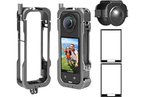 AMAZEAR - Kit de marco de aluminio para Insta 360 X4 Jaula, carcasa metálica multifunción para accesorios Insta 360 X4, protector de pantalla para Insta 360 X4