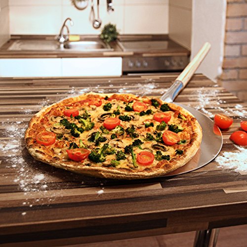 Relaxdays Pizzaschaufel rund D: 30,5 cm, 79 cm lang Pizzaschieber für Pizzaofen mit langem Griff Pizzaheber auch geeignet als Brotschieber und Ofenschaufel, Metall und Holz - 2