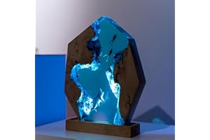 ‎DRAWELRY Drawelry 3D Meer Wal Hai Harz Lampe Unterwasser Ornamente mit Holzsockel USB-Kabel LED Kristall Nachtlichter Epoxidharz Ozean Szene Taucher Diorama Heim Büro Deko Weihnachten Geburtstag Geschenke (E9)