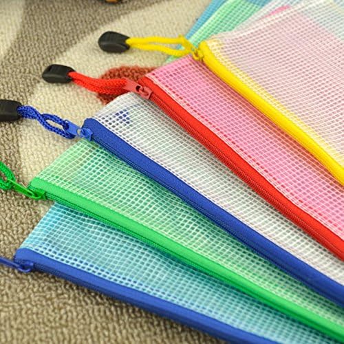 A4 plastic file bag zipper bag storage grid students homework portfolio (a pack of 5)