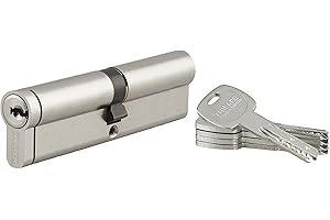 THIRARD - Cylindre de Serrure Double Entrée Transit 2 - Nickel - Très Haute Sécurité - Anti-Arrachement, Anti-Perçage, Anti-Crochetage, Anti-Snap - 45 x 50 mm - Gris - 5 Clés Plates Réversibles