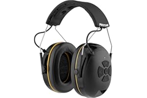 PROTEAR Cascos Antiruido Bluetooth, con micrófono integrado, altavoces de alta fidelidad, tiempo de reproducción 48H +,reducción de ruido para corte de césped, talleres, carpinteros, SNR 30dB
