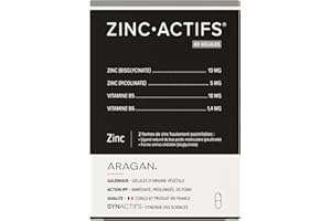 Zincactifs - Complement Alimentaire Immunité & Peau - Zinc, Vitamines B5 & B6 - Aragan - 60 Gélules