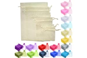 Time to Sparkle 200pcs Organza Gift Bags Wedding Party Favour Jewellery Packing Pouches (Ivory, 9x12cm-200pcs)
