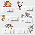 Guru1ders Switch Panel Stickers for Home Decoration Set of 6 Stickers for Walls of Home Tom & Jerry Wall Stickers for Home PVC Vinyl Stickers Switch Board Stickers for Wall 3D Cartoon Wall Stickers