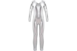 CHICTRY Body da Ginnastica Artistica Bambina Metallico Jumpsuit Body da Balletto Vestito Danza Classica Bodysuit a Manica Lunga Ballerina Tuta Sportiva Pagliaccetto Tutine