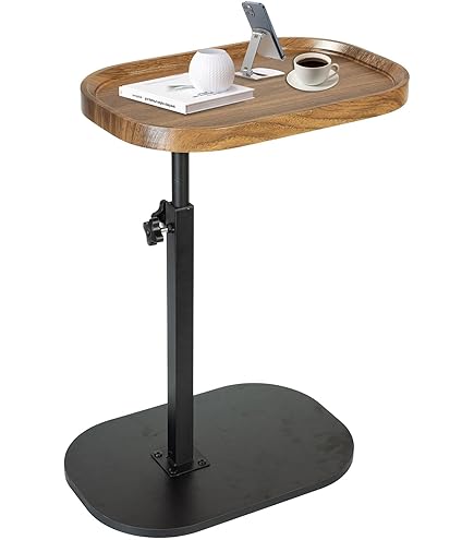 LOMUG Bijzettafel C-vorm, 360° draaibare bijzettafel, hout