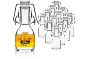 Flaschen-Fuchs 48x Bouteille en Verre avec Bouchon Mécanique 60ml - Bouteilles vides à remplir huile d'olive, bière, jus, liqueur