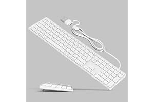 YIVANDI Wired Full-Size Keyboard for Mac OS with Foldable Keyboard Riser, Numeric Keypad, USB-A/USB-C Plug-N-Play, Compatible with Apple iMac, Mac Mini, MacBook