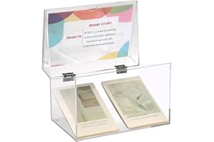 BTSKY Clear Acrylic 5 x 8 inch Index Card Box with Sign Lid - Index Card Holder Notecard Box Recipe Card Box Plastic Storage Organizer