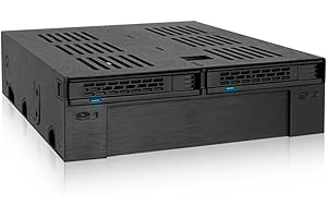 Icy Dock Rack móvil, Caja de Rack Intercambiable en Caliente para 2 HDD o 2.5" SAS/SATA SSD + Ranura de 3.5" para bahía de 5.25", instalación SSD sin Herramientas - ExpressCage MB322SP-B