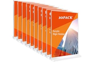 Niciksty A5 Ständer Aufsteller Tischaufsteller (10 Stück) A5 Acryl T-Ständer Werbeaufsteller T-Aufsteller Menükartenhalter Speisekartenhalter für Tisch, Laden, Büro, Restaurants, Hotel