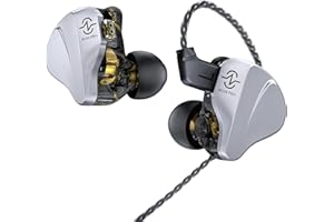 keephifi CCZ BC04 PRO IEM - Auriculares de 10 mm Dual Magnético DD y 1 BA Hybrid, 3.5 mm Plug Auriculares con cable 4 núcleos 5N OFC, excelente profundidad de graves para músicos (plata, sin micrófono