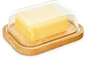 bambuswald© Beurrier avec couvercle en verre | convient pour 250g de beurre - environ 17x12x5cm - beurrier de haute qualité et hermétique