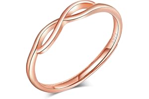 CPSLOVE Damen Mädchen Ringe, 925 Silber ringe, Eleganter Unendlichkeitssymbolring, Ringe öffnen, Einstellbare Größe, Hochzeitsring, Verlobungsring, Roségold, Geeigneter Fingerumfang: 49-57mm