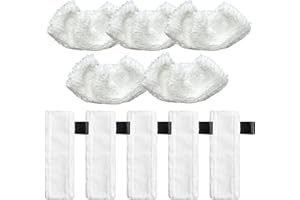YTUGIL 10 Pack Steam Mop Cover Pads for Karcher Steam Cleaner Accessories – 5 Floor Cloth Pads + 5 Hand Nozzles Cloth Cove – Compatible with Karcher EasyFix SC1 SC2 SC3 SC4 SC5 – Washable Microfibre Cloths