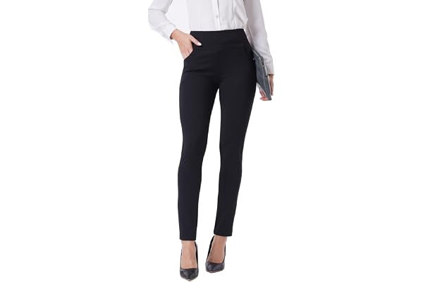 Fakanhui Arbetsbyxor för kvinnor bekväma stretch smala ben elastisk hög midja dra på business casual klänningsbyxor