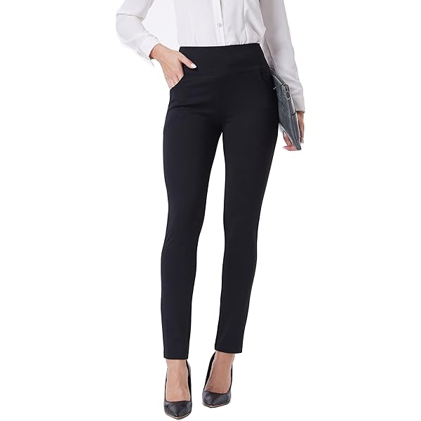 Kendindza Chino damesbroek stretch met riem stoffen broek dames elegante lange stretchbroek zacht materiaal, zwart, XL