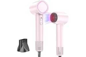HEXTEK secador pelo, 1700W Secador Pelo profesional Ionico,motor sin escobillas de alta velocidad de 110.000 RPM, 200 Millones cuidado del cabello con iones negativos,para Viaje y Casa,Regalo(Rosa)