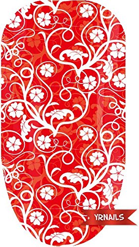 Red Floral Full Nail Art Wrap by YRNails