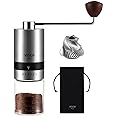 Vevok Chef Manual Coffee Grinder with 6 External Adjustable Coarseness for Espresso to French Press, Stainless Steel Conical Burr, Ideal for Home, Office or Travelling, Silver