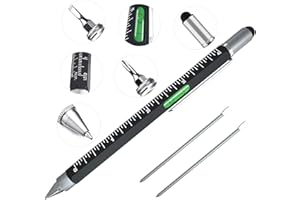 Niftii 6 in 1 Multifunction Tool Ballpoint Pen – Multitool Tech Tool Refills Pen Screwdriver | Useful Pens Gadgets with Ruler, Spirit Level, Stylus, Flat-Head, and Phillips Screwdriver