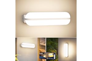 Letlit LED Aplique Pared Exterior 4000K, 20W 2000LM Lampara Interior Pared Moderna, IP65 Apliques de Pared, Luz exterior Pared para Terraza Jardin Pasillo Escaleras Baño Aseo Garage, 1 Pack, Blanco